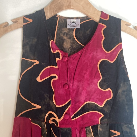 Vintage Bali Moon Kidz Girls Batik Tie Dye Abstract Dress Small 6-7 90's Y2K - Picture 1 of 11